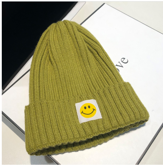 Baby Toddler Ribbed Knit Smile Face Beanie